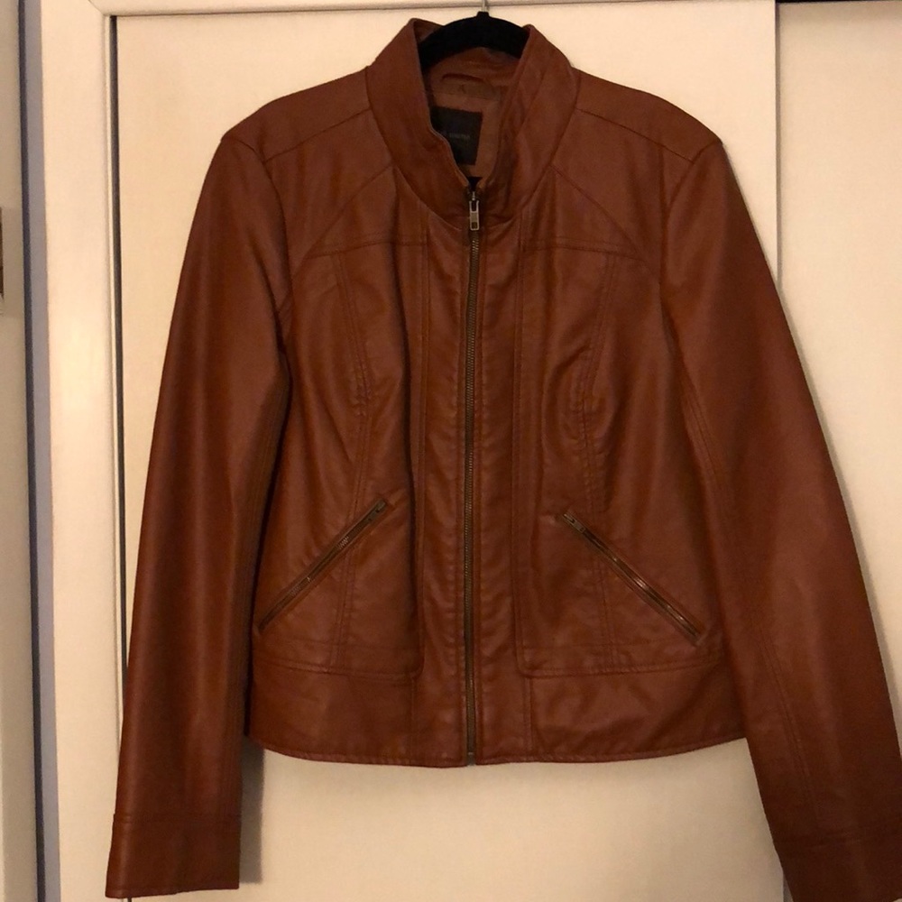 Faux leather bomber jacket
